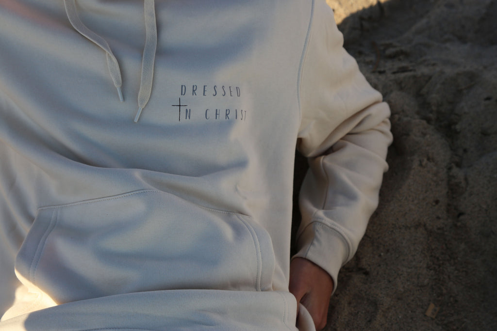 Dressed in Christ - Beige Hoodie