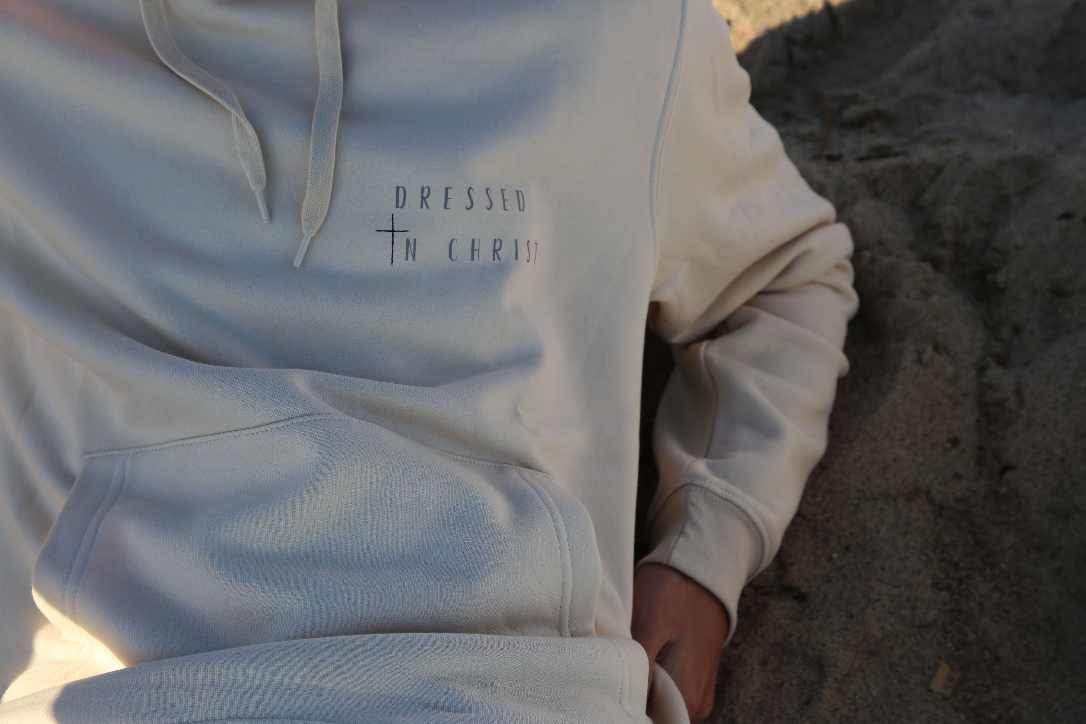 Dressed in Christ - Beige Hoodie